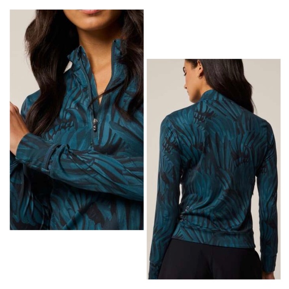 Greyson Scarlett | Halley II Feather Mid Layer Quarter Zip S | Teal Blue & Black - Picture 2 of 13